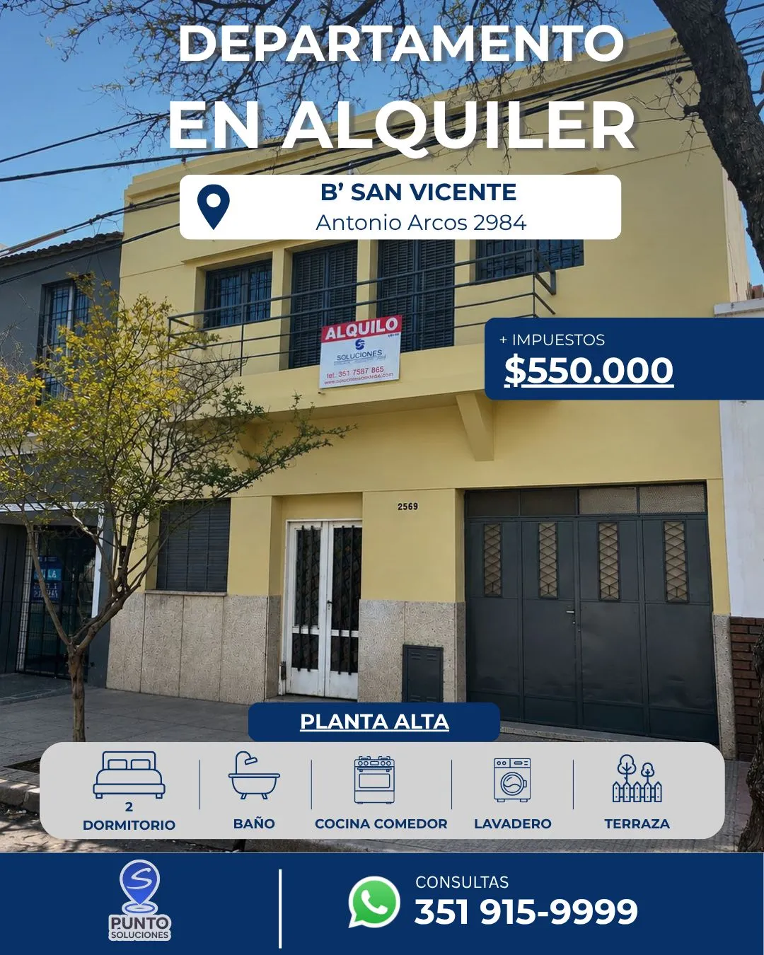 DPTO EN ALQUILER 2 DORM | B° SAN VICENTE – CÓRDOBA CAPITAL
