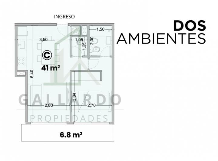 Departamento · 41m² · 2 Ambientes