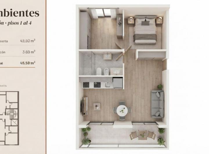 Departamento · 36m² · 2 Ambientes