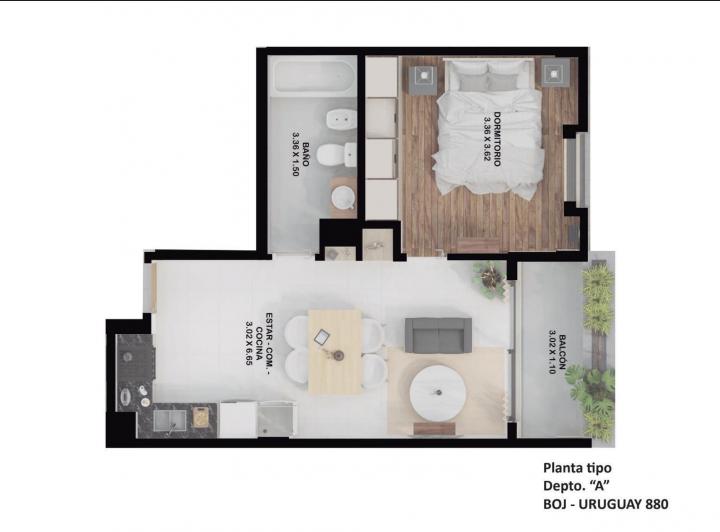 Departamento · 40m² · 2 Ambientes