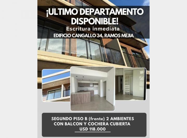 Departamento · 44m² · 2 Ambientes · 1 Cochera