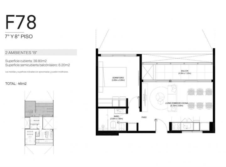 Departamento · 40m² · 2 Ambientes · 8 Cocheras