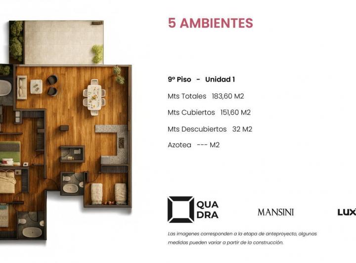 Departamento · 158m² · 5 Ambientes