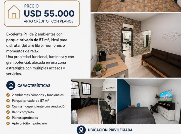 PH · 57m² · 2 Ambientes