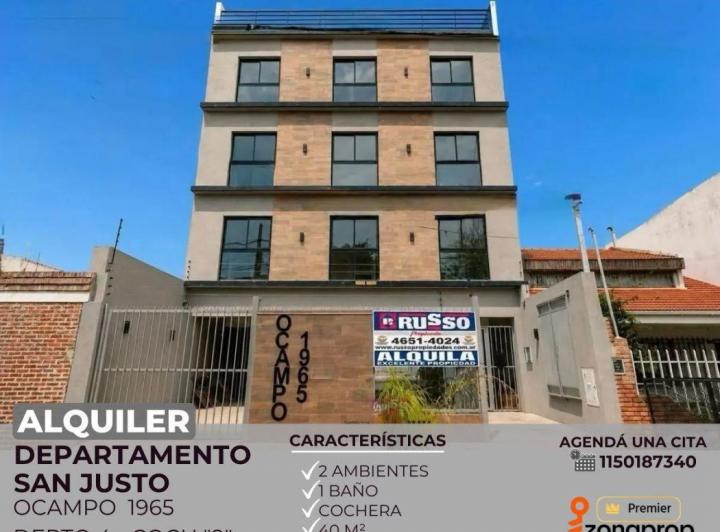 Departamento · 40m² · 2 Ambientes · 1 Cochera