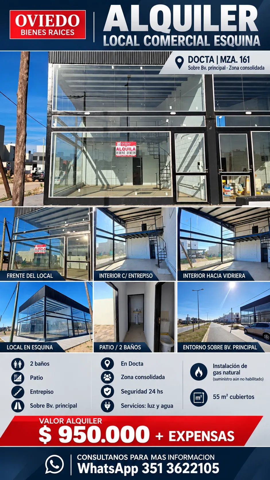 ALQUILER LOCAL COMERCIAL EN ESQUINA – DOCTA – MZA. 161