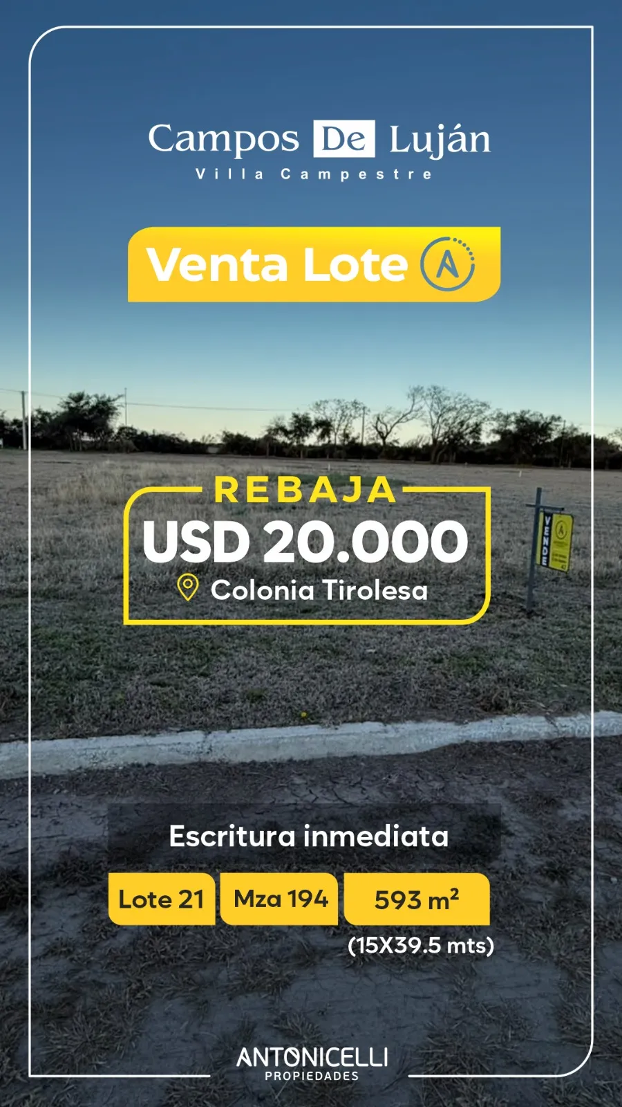 IMPERDIBLE LOTE DE CASI 60OM2- CAMPOS DE LUJAN Colonia Tirolesa