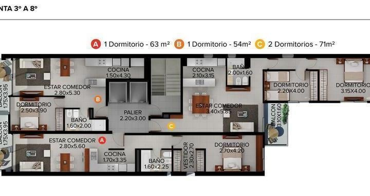 Departamento · 42m² · 2 Ambientes