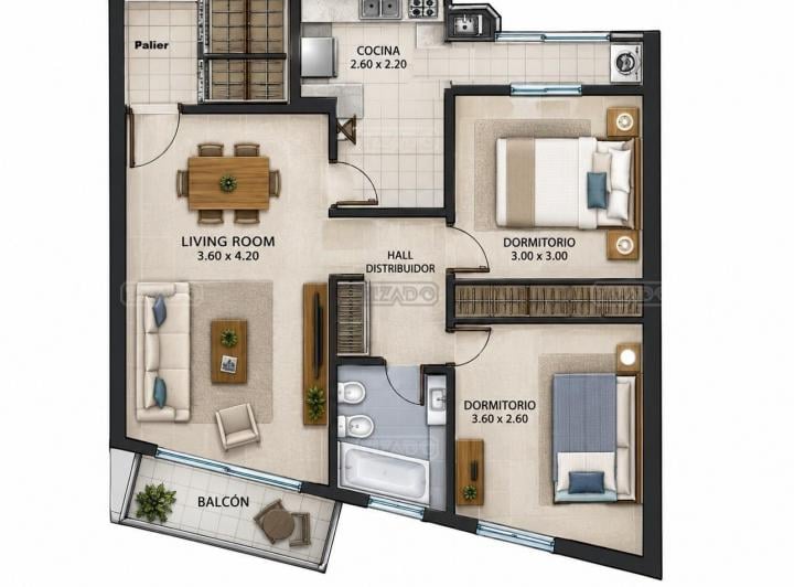 Departamento · 57m² · 3 Ambientes