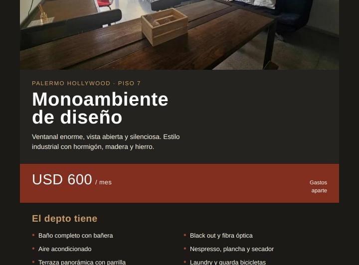 Departamento · 40m² · 1 Ambiente