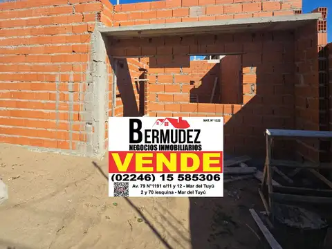 Venta chalet 3 ambientes al frente calle 63 entre 8 y 9 mar del tuyu anticipo y cuotas