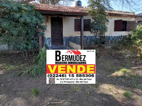 Venta casa 2 ambientes sola en lote calle 82 entre 13 y 13 bis mar del tuyu