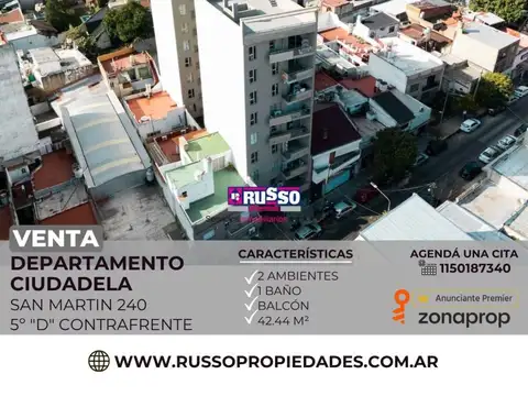 Alquiler departamento 2 ambientes - ciudadela, tres de febrero