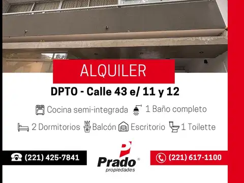 Dpto dos dormitorios + escritorio  con balcón contrafrente categoria