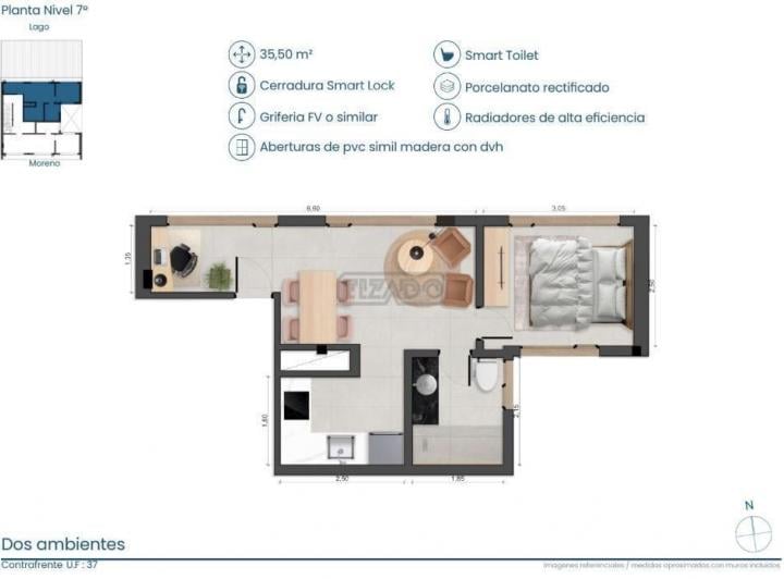 Departamento · 35m² · 2 Ambientes