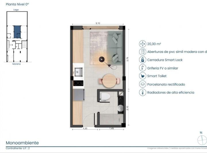 Departamento · 20m² · 1 Ambiente