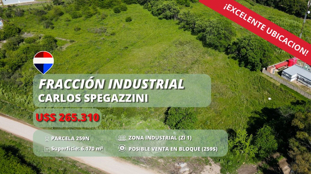 LOTE EN VENTA EN CARLOS SPEGAZZINI ZONA INDUSTRIAL