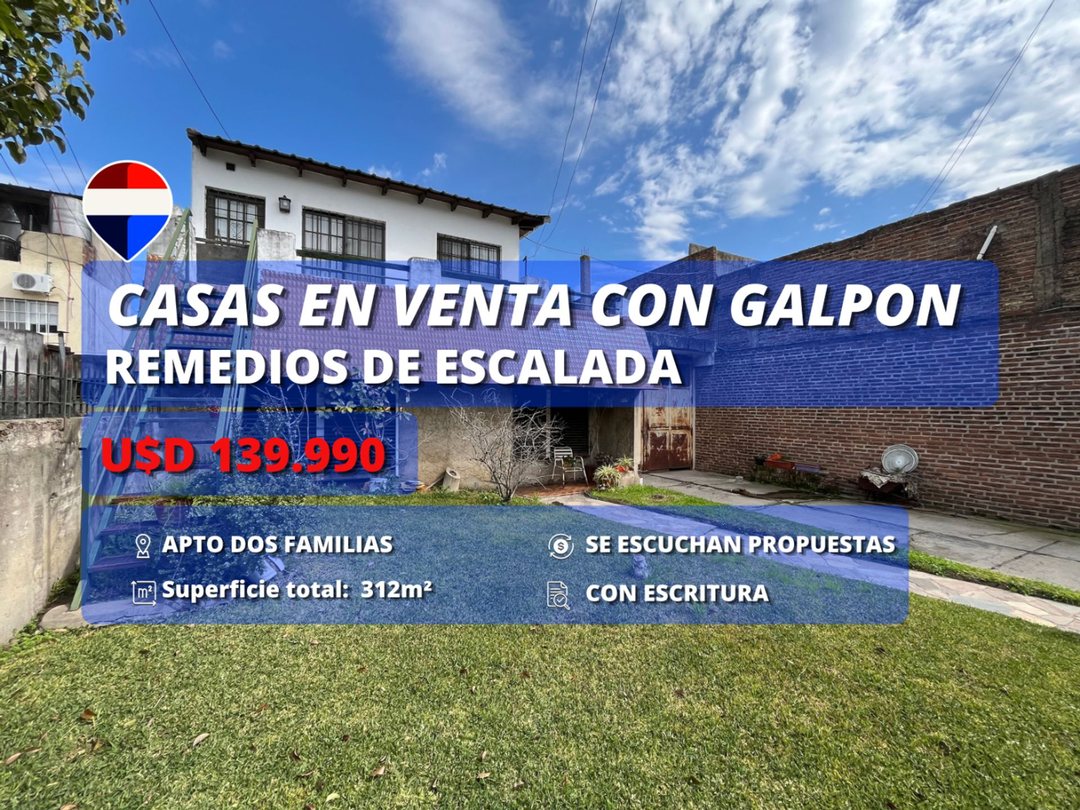 CASA EN VENTA EN REMEDIOS DE ESCALADA CON GALPON