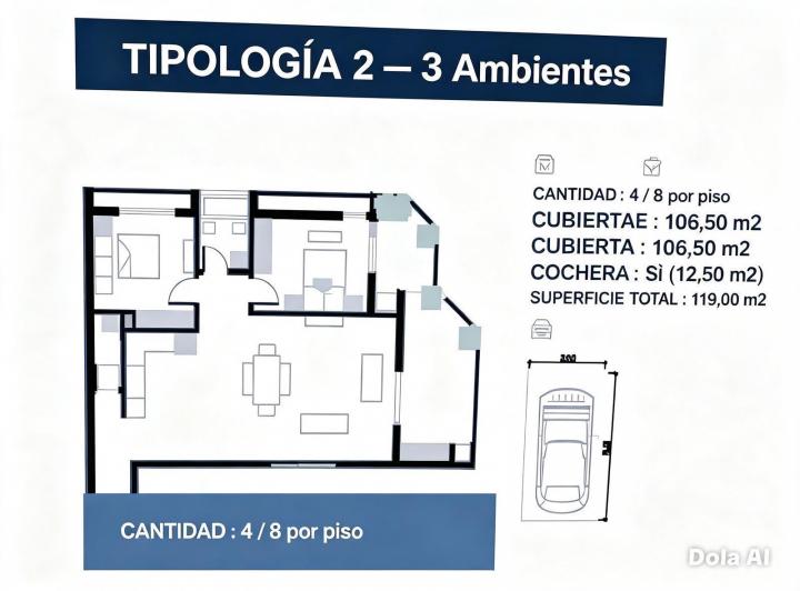 Casa · 106m² · 3 Ambientes · 1 Cochera