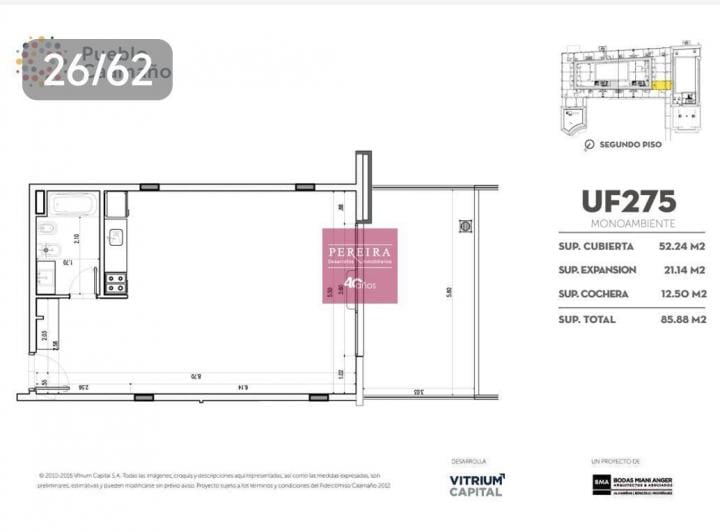 Departamento · 53m² · 2 Ambientes · 1 Cochera