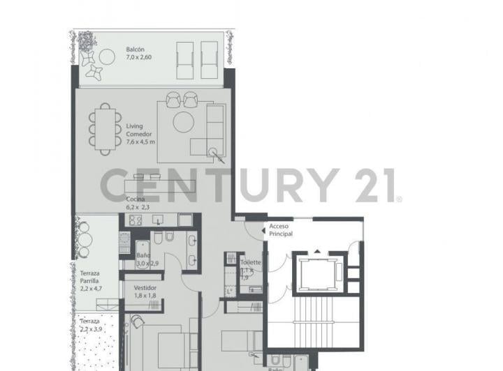 Departamento · 109m² · 3 Ambientes · 1 Cochera