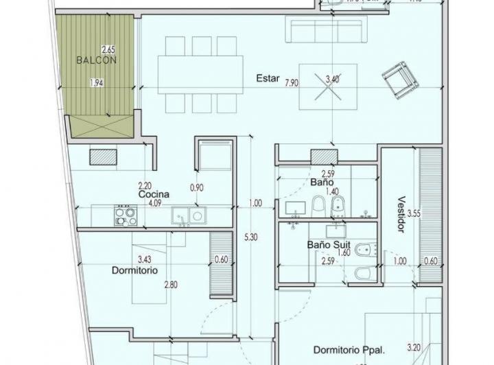 Departamento · 109m² · 3 Ambientes · 1 Cochera