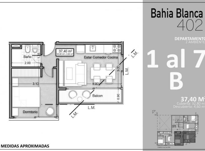 Departamento · 37m² · 2 Ambientes