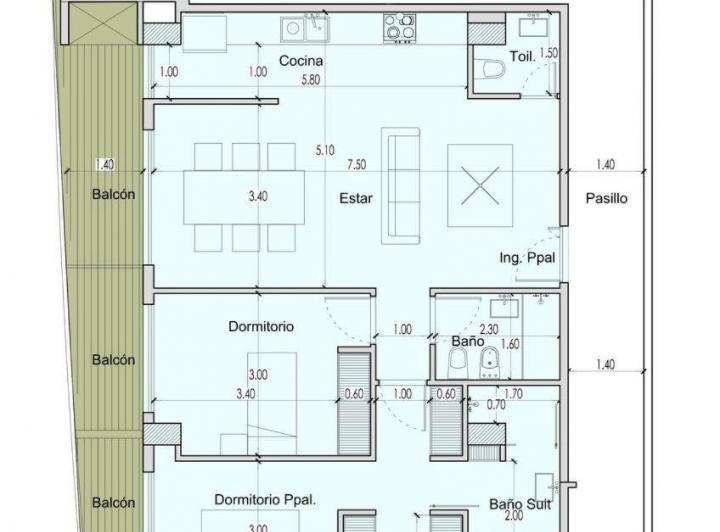 Departamento · 87m² · 3 Ambientes · 1 Cochera