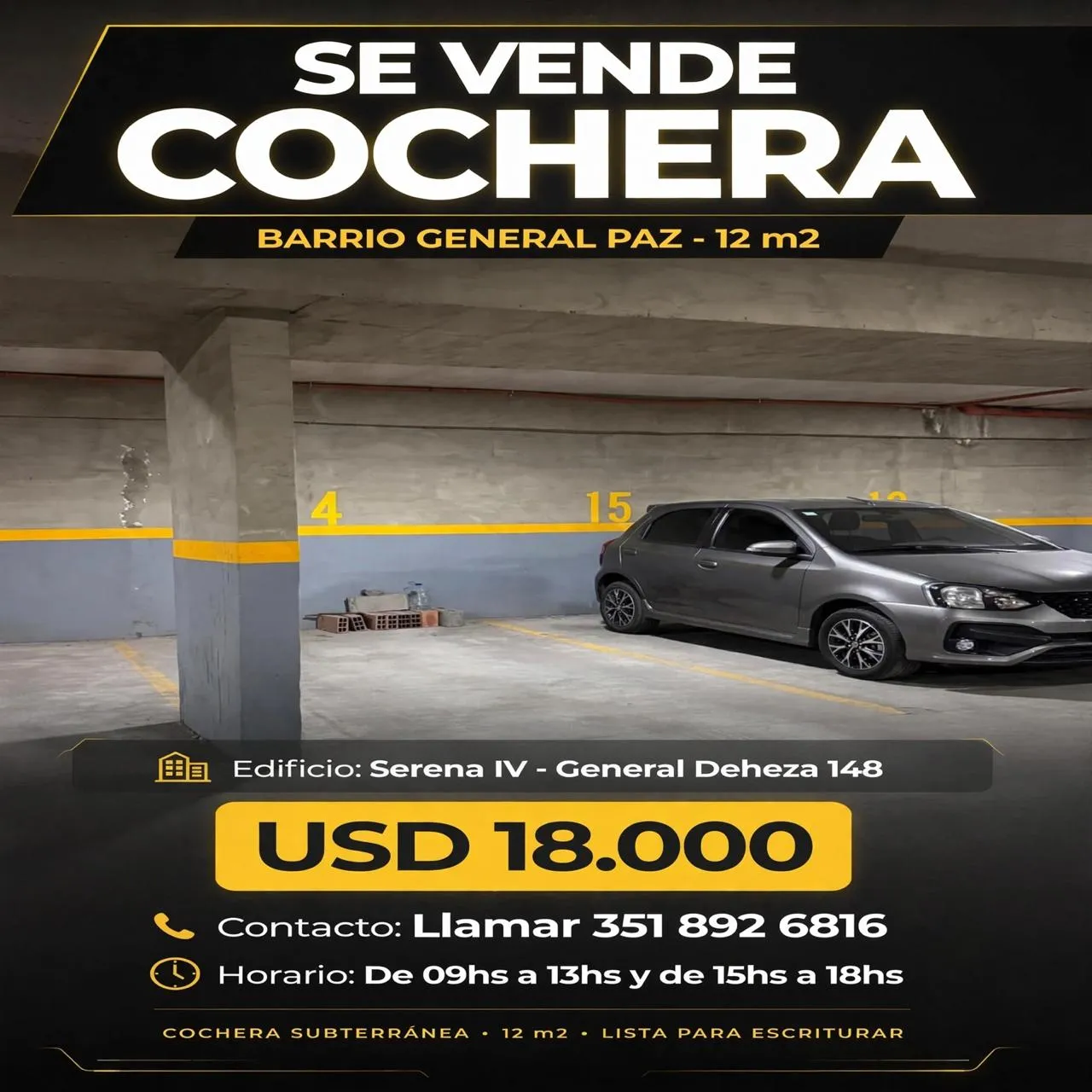 Vendo cochera en barrio General Paz