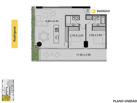 Venta departamento 2 dormitorios pichincha rosario costavia