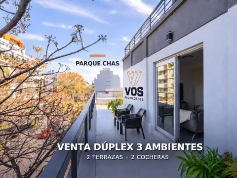 Venta dúplex 3 amb. 2 terrazas 2 cocheras parque chas