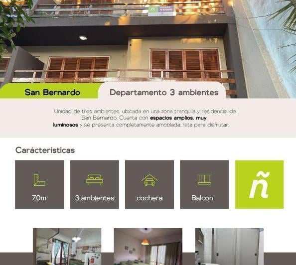 Departamento · 60m² · 3 Ambientes · 1 Cochera