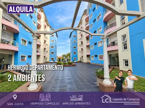 Hermoso departamento 2 ambientes en increible complejo cerrado en alquiler | san justo