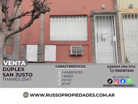 Venta departamento 3 ambientes san justo