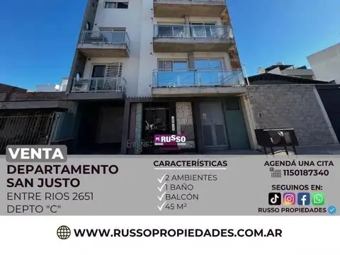 Venta departamento 2 ambientes - san justo