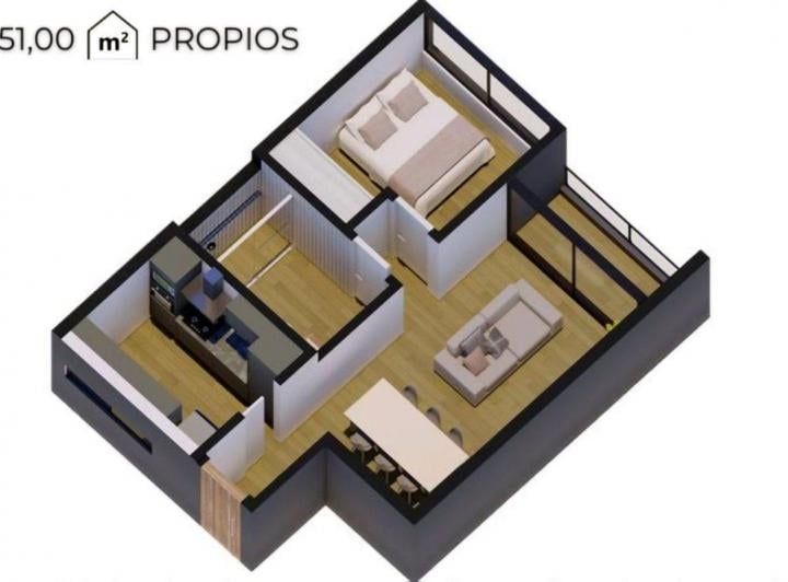 Departamento · 48m² · 2 Ambientes