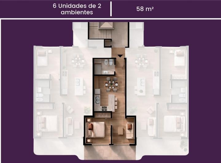 Departamento · 58m² · 2 Ambientes
