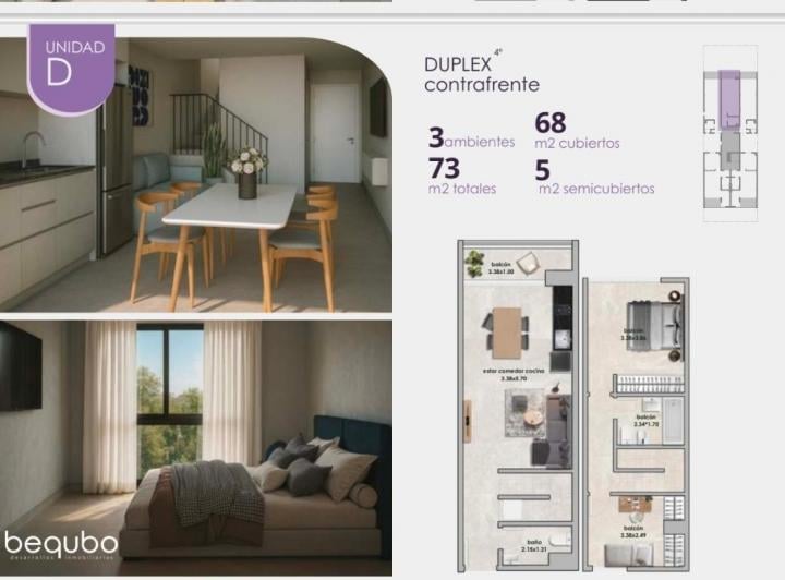 Departamento · 68m² · 3 Ambientes