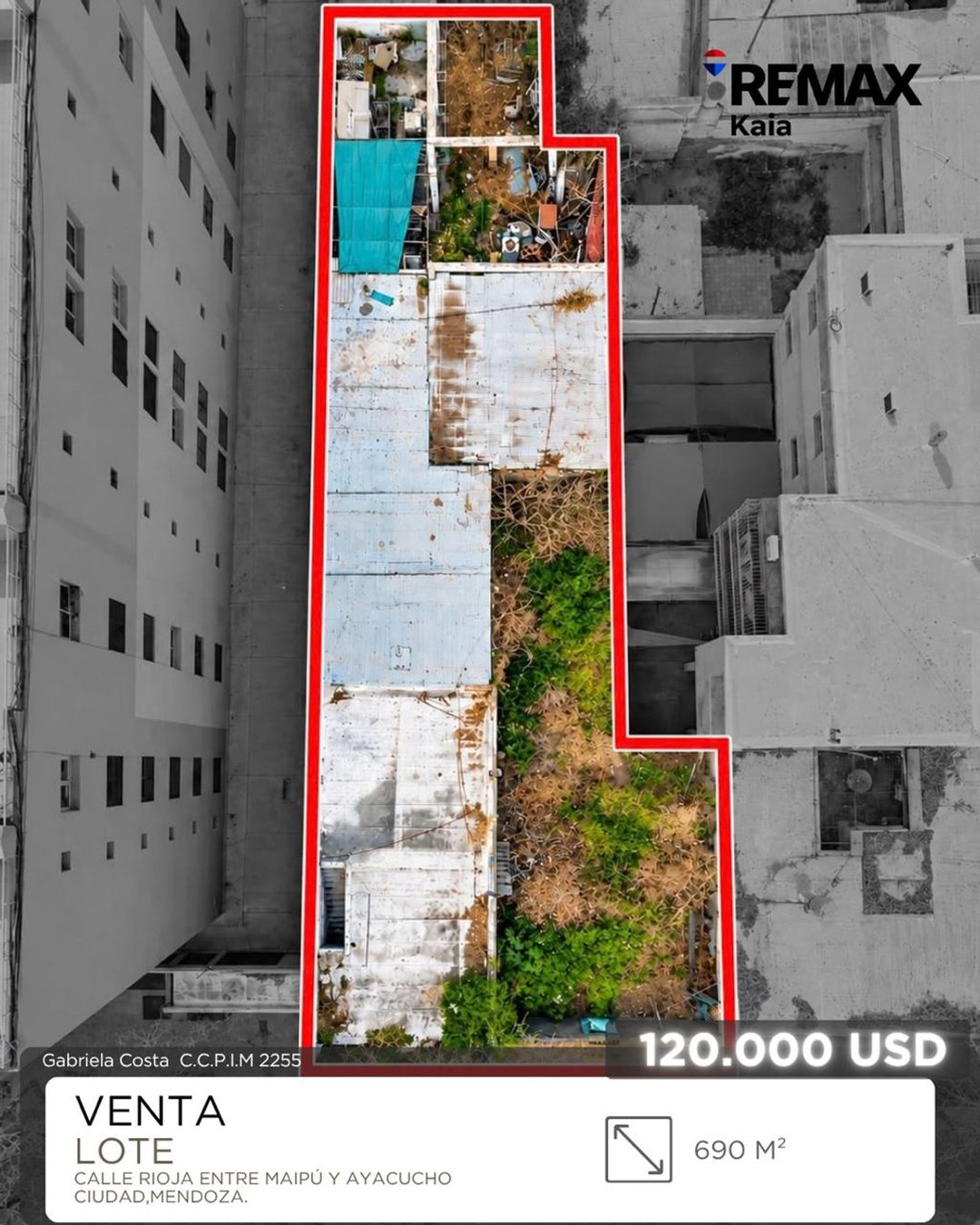 VENTA TERRENO CIUDAD MENDOZA 690 M2.