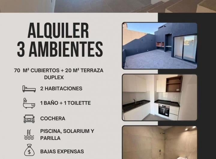 Departamento · 70m² · 3 Ambientes · 1 Cochera