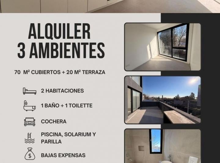 Departamento · 70m² · 3 Ambientes · 1 Cochera