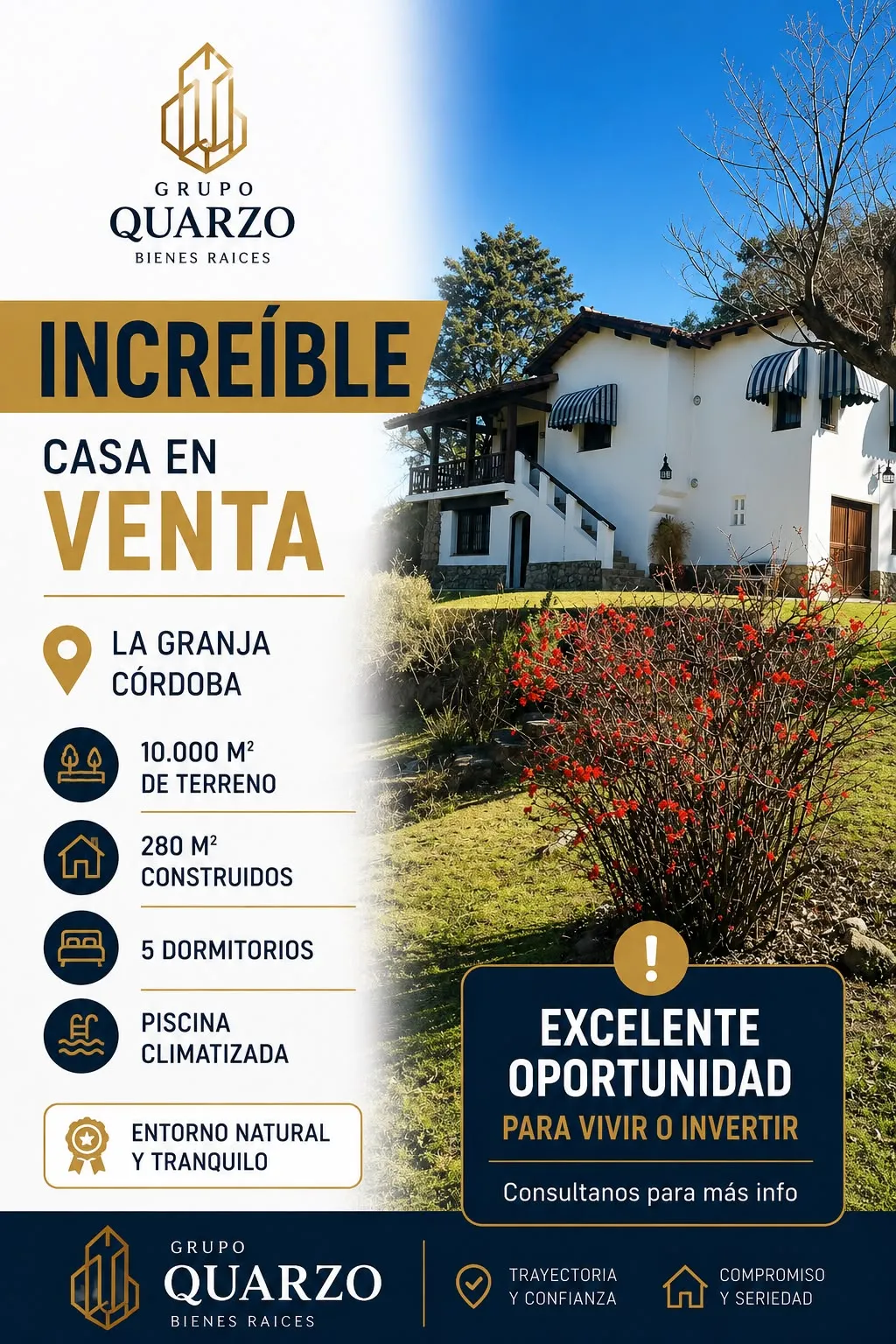 Espectacular casa en La Granja, parque soñado de 10.000 m2  y pileta climatizada