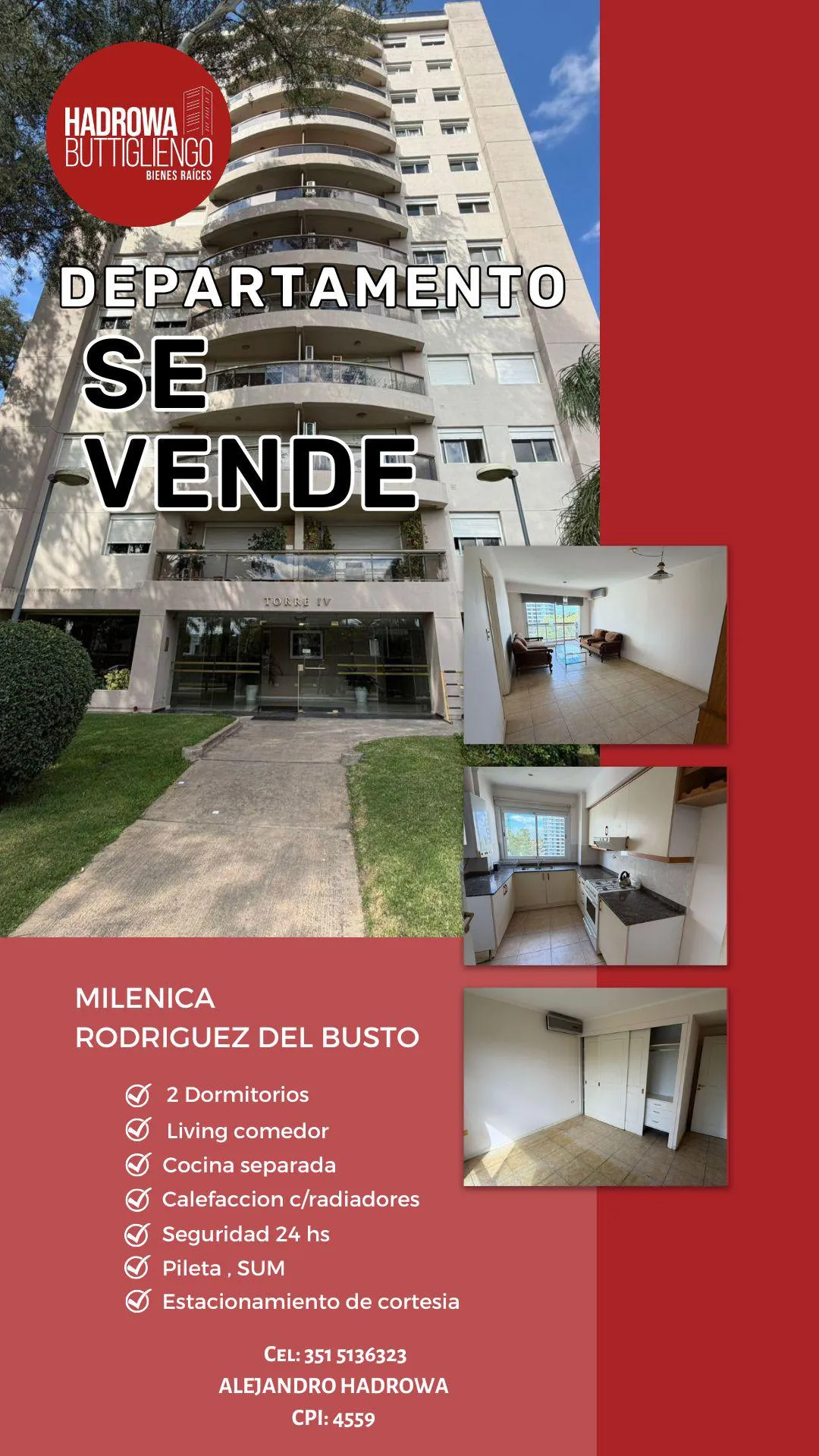 Departamento en Venta 2 dormitorios en Milenica Rodriguez del Busto con Balcon