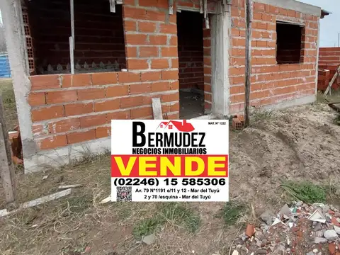 Venta chalet 3 ambientes en pozo a estrenar calle 62 entre 7 y 8 mar del tuyu anticipo y cuotas