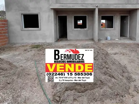 Venta chalet 3 ambientes en pozo a estrenar calle 9 entre 85 y 86 mar del tuyu anticipo y cuotas