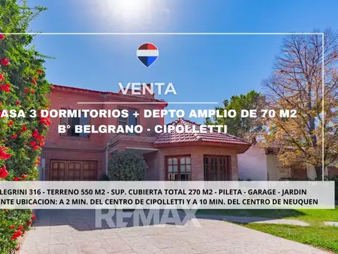 Venta casa + depto - b° belgrano - cipolletti