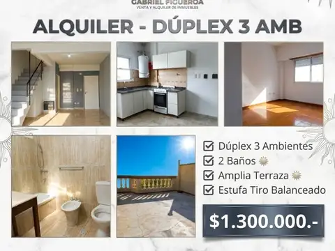 3 ambientes 2 baños en duplex con terraza