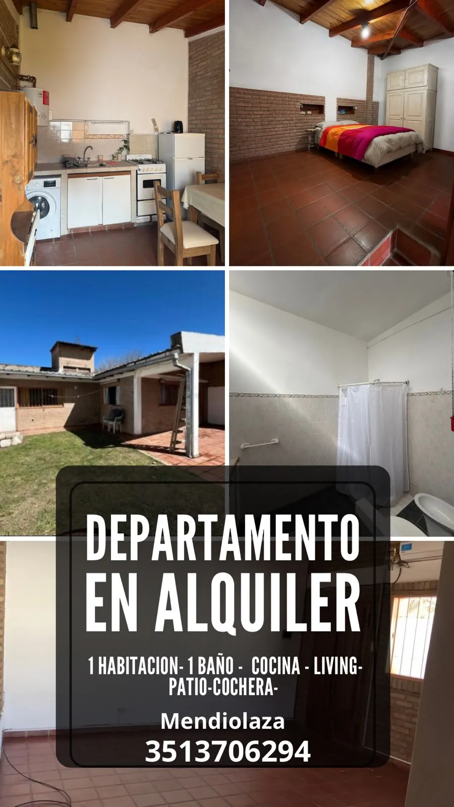 DUEÑO ALQUILA DPTO EN MENDIOLAZA KM 16