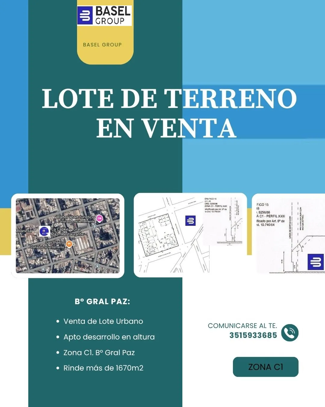 LOTE  ZONA C1 B° GRAL PAZ 500m2