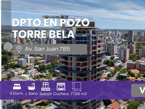 Venta departamento 2 dorm. c/cochera torre bela